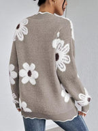 Women’s Floral V-Neck Long Sleeve Sweater