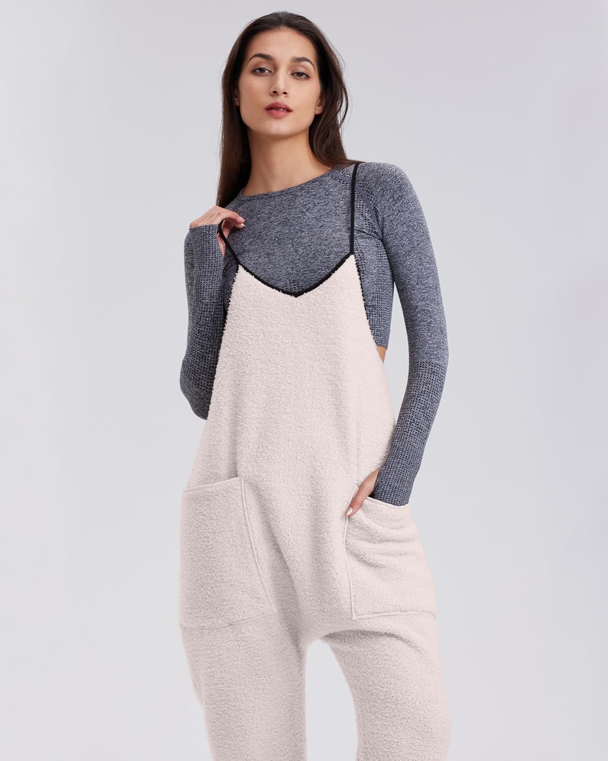 ✨Womens Fleece Overalls Loose Fit Adjustable Strap Jumpsuits Warm Fashion Work Outfits